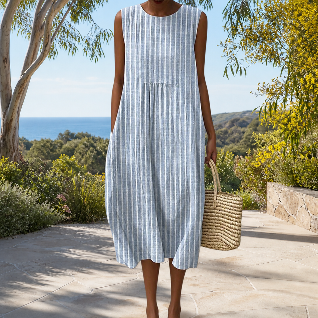 Bequemes ärmelloses Frühlingskleid Damen – Weiss Modehaus