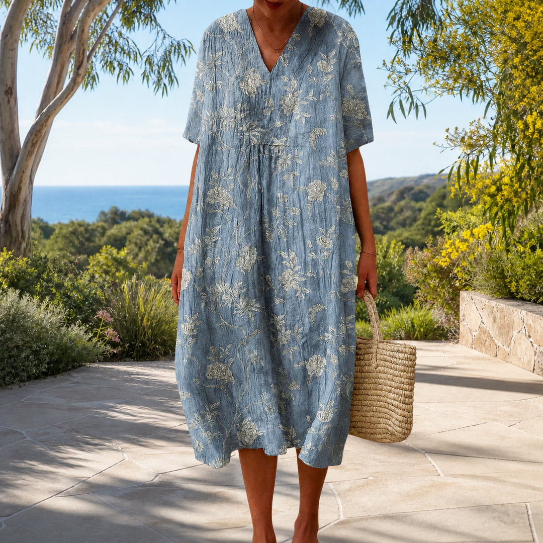 Figurschmeichelndes Frühlingskleid mit Print Damen – Weiss Modehaus