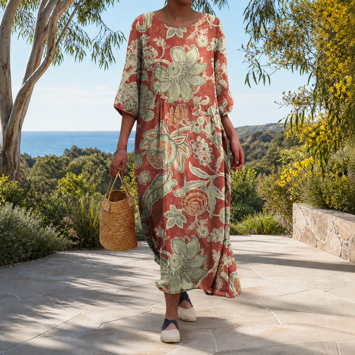 Fließendes langes Kleid schick und bequem Damen – Weiss Modehaus