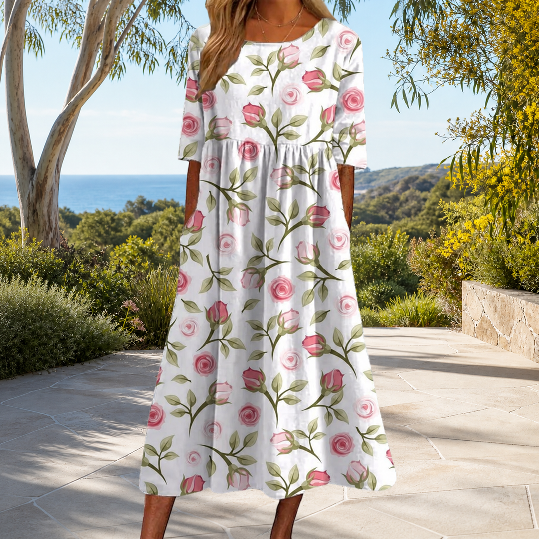 Fließendes langes Kleid schick und bequem Damen Weiß – Weiss Modehaus