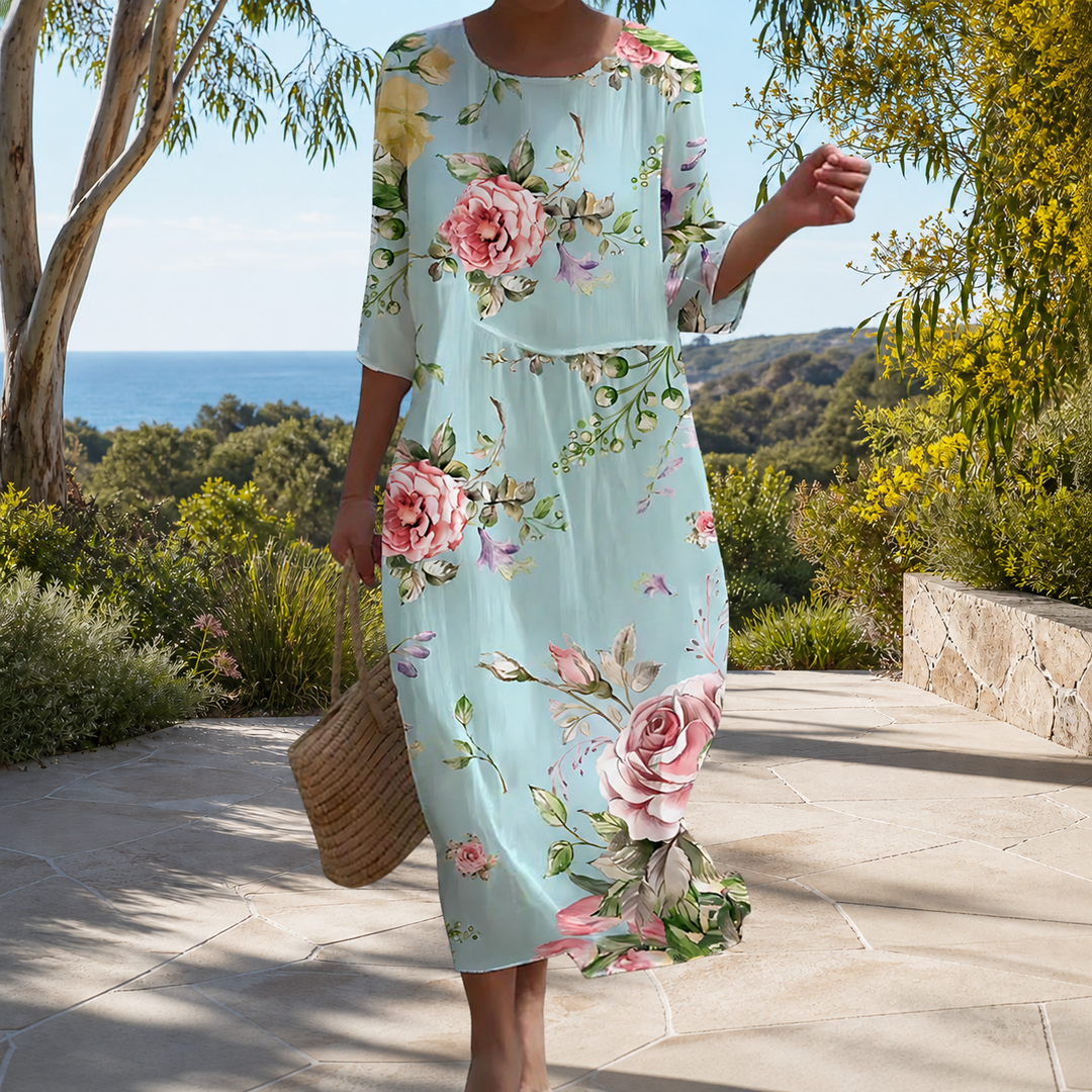 Fließendes langes Kleid schick und bequem Damen – Weiss Modehaus