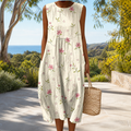 Bequemes ärmelloses Frühlingskleid Damen – Weiss Modehaus