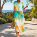 Fließendes langes Kleid schick und bequem Damen – Weiss Modehaus