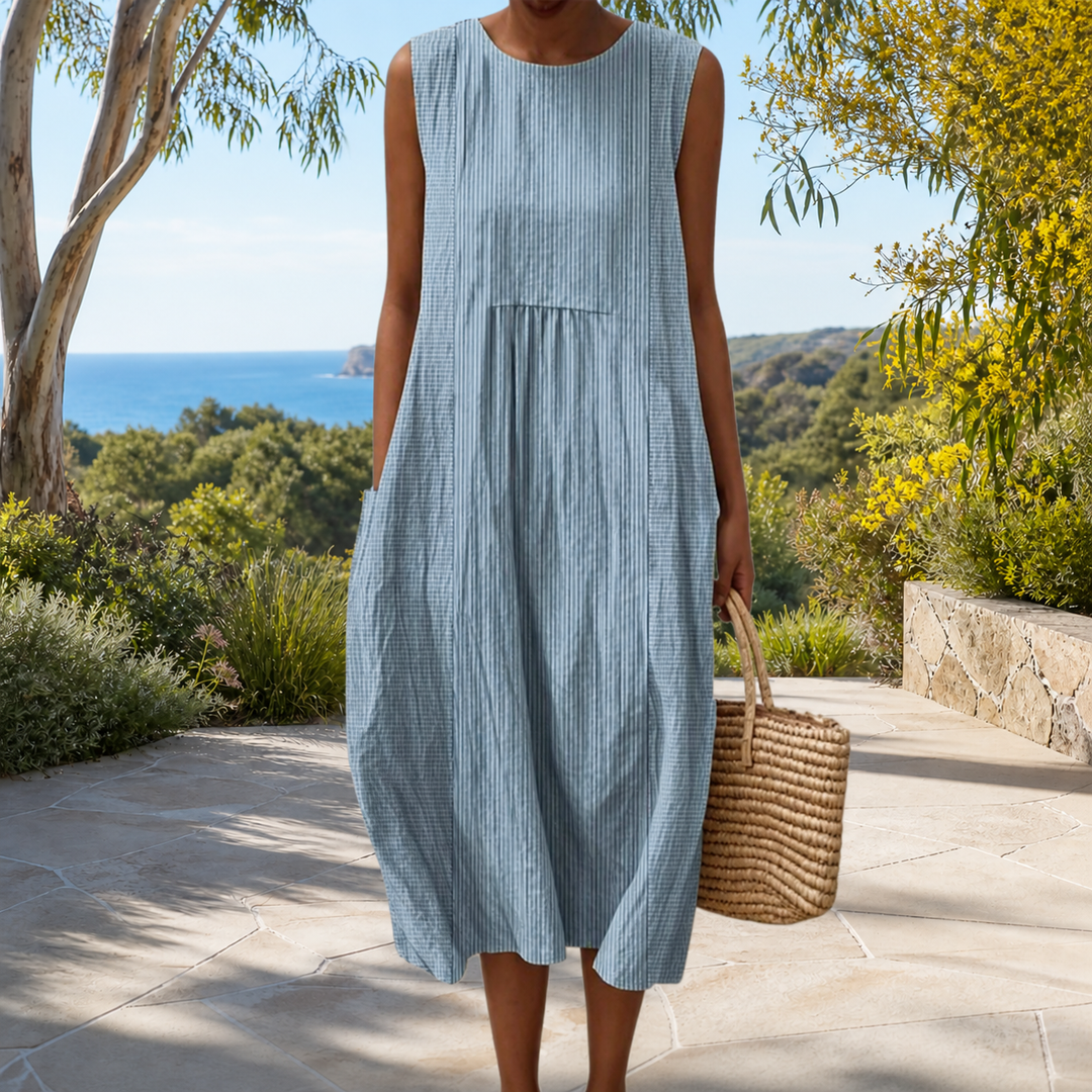 Bequemes ärmelloses Frühlingskleid Damen – Weiss Modehaus