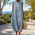 Bequemes ärmelloses Frühlingskleid Damen – Weiss Modehaus