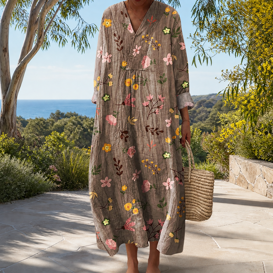 Figurschmeichelndes Frühlingskleid mit Print Damen – Weiss Modehaus