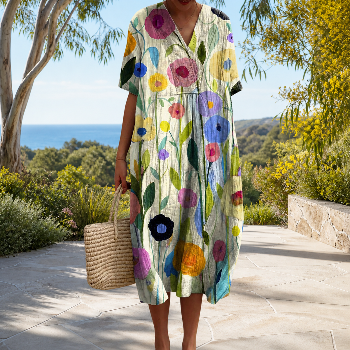 Bequemes Frühlingskleid Damen – Weiss Modehaus