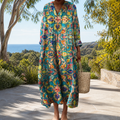 Figurschmeichelndes Frühlingskleid mit Print Damen – Weiss Modehaus