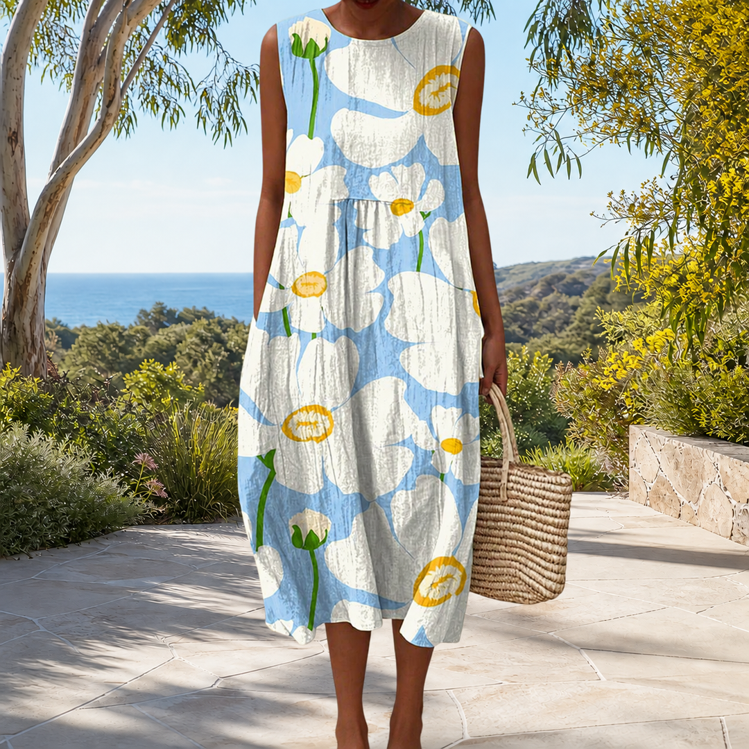 Bequemes ärmelloses Frühlingskleid Damen – Weiss Modehaus