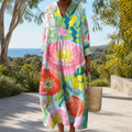 Figurschmeichelndes Frühlingskleid mit Print Damen – Weiss Modehaus