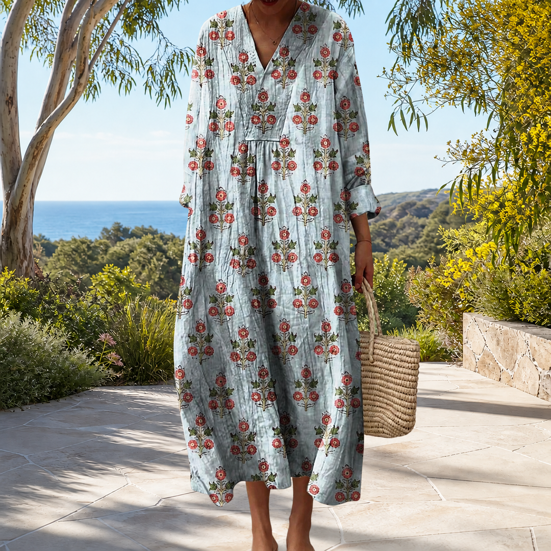 Figurschmeichelndes Frühlingskleid mit Print Damen – Weiss Modehaus
