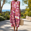 Bequemes ärmelloses Frühlingskleid Damen – Weiss Modehaus