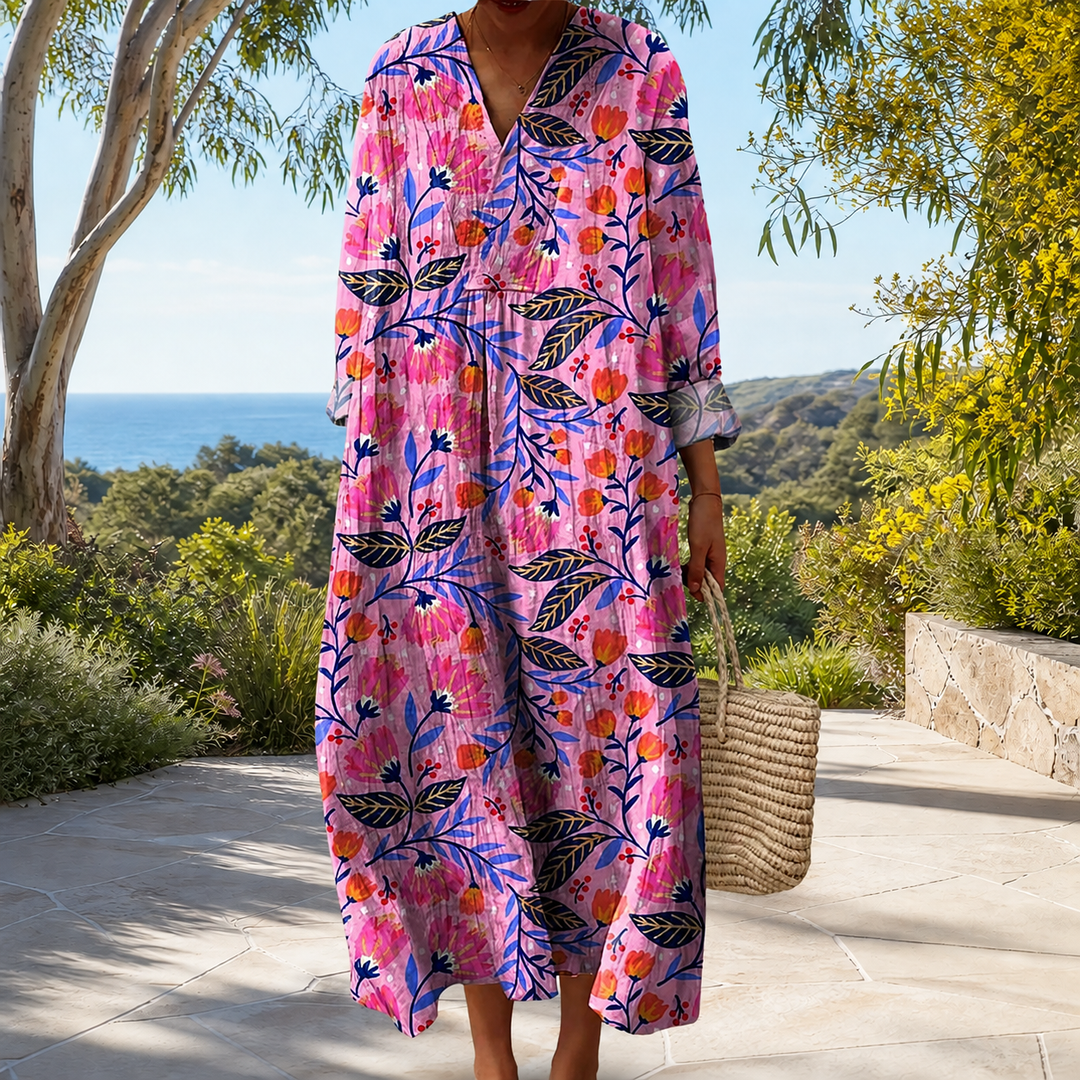 Figurbetontes Frühlingskleid mit Print Damen – Weiss Modehaus