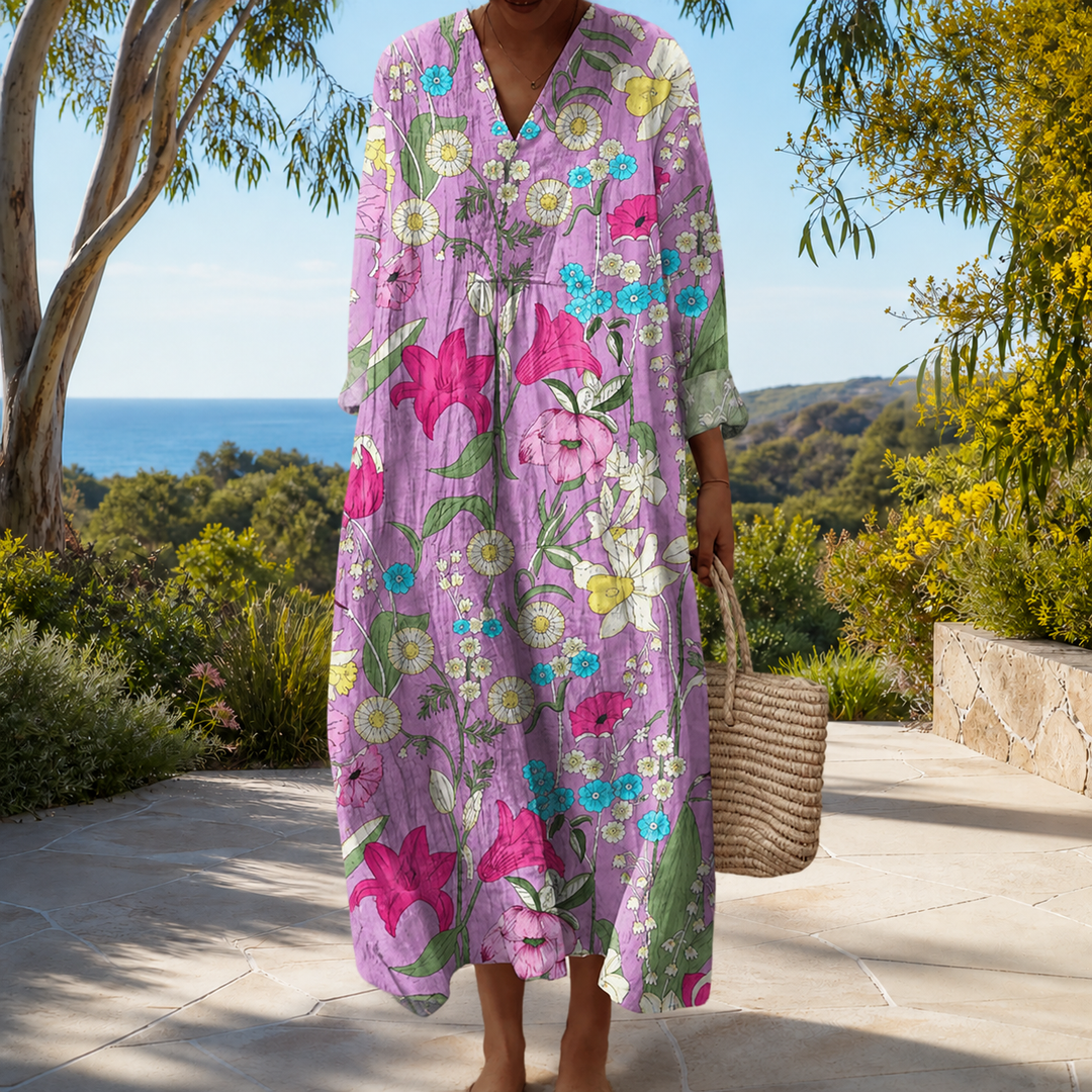 Figurschmeichelndes Frühlingskleid mit Print Damen – Weiss Modehaus