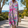 Figurschmeichelndes Frühlingskleid mit Print Damen – Weiss Modehaus