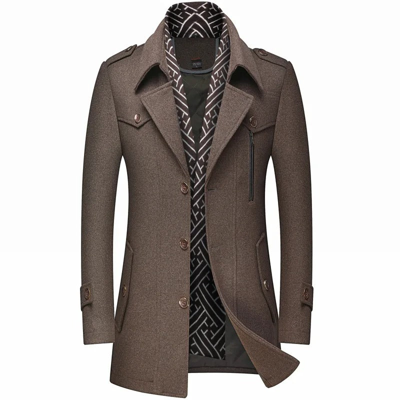Herren Wollmantel Alvise Hellbraun – Weiss Modehaus