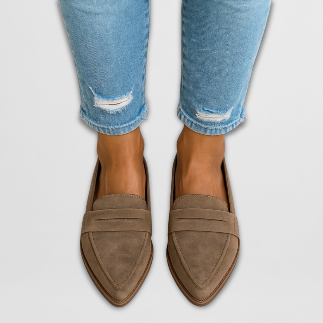 Mokassins aus Wildleder Nadia Khaki – Weiss Modehaus