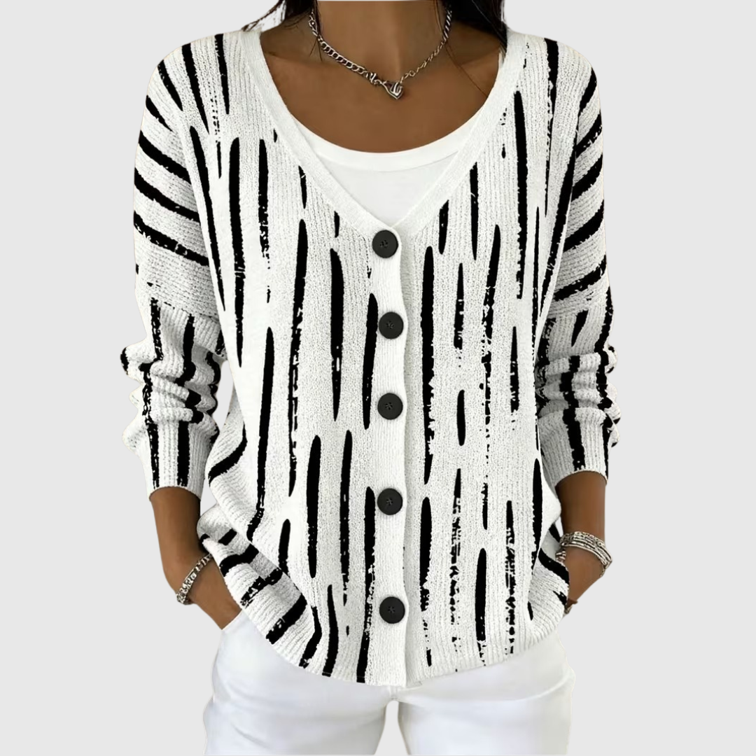 Bequemer Strick-Cardigan mit Knöpfen – Weiss Modehaus