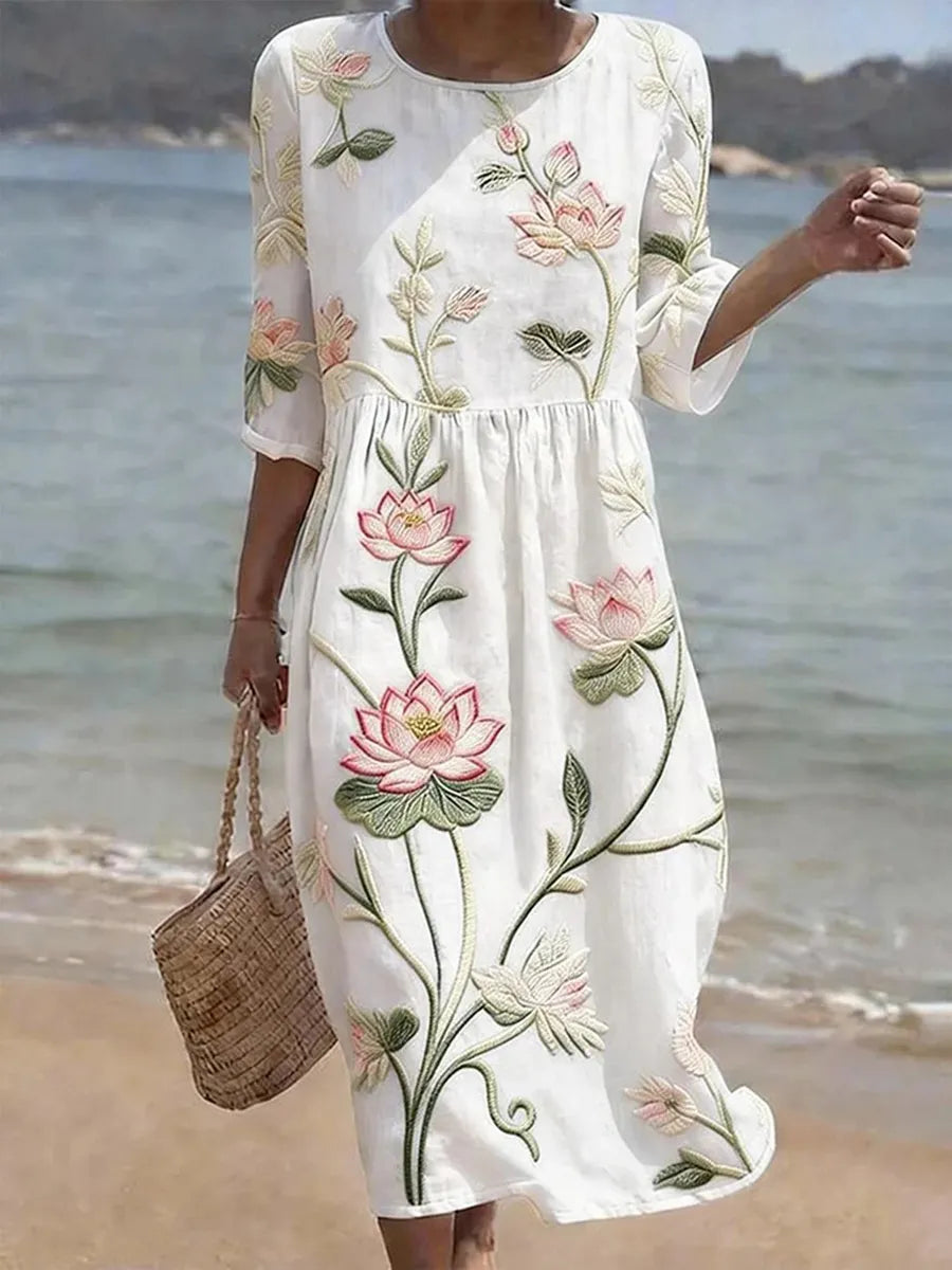 Kayla | Kleid mit Blumen- und Pflanzenmuster