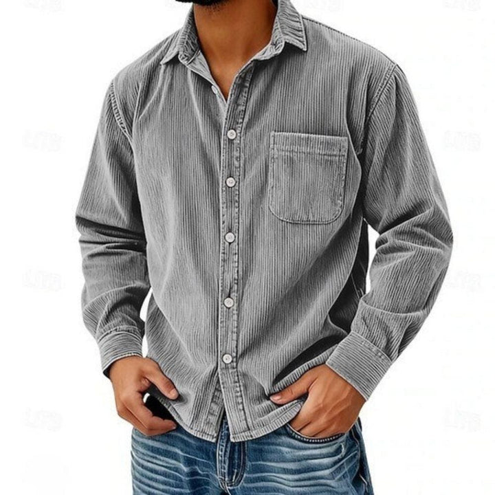 Knopfleiste Hemd aus Cord Herren Ruggero – Bild 3