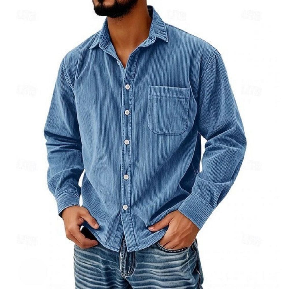 Knopfleiste Hemd aus Cord Herren Ruggero – Bild 2