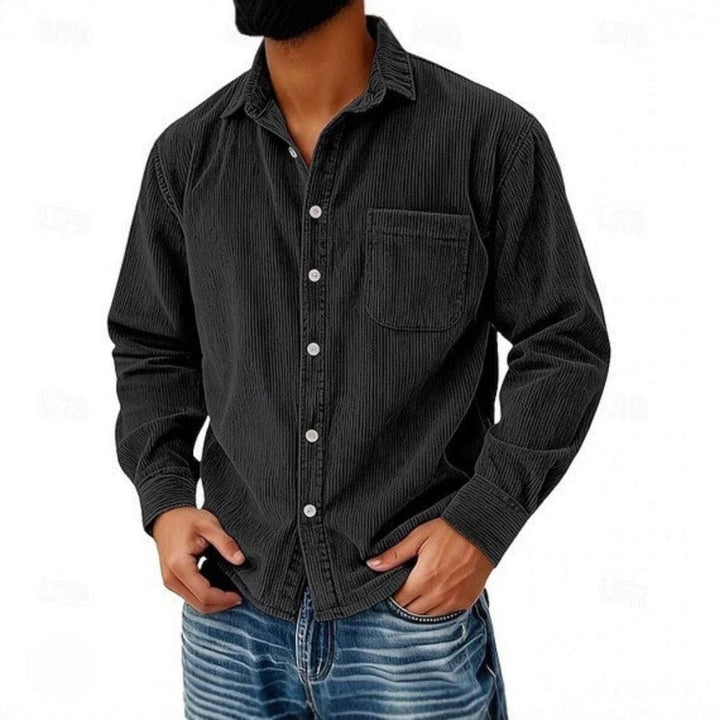 Knopfleiste Hemd aus Cord Herren Ruggero – Bild 4