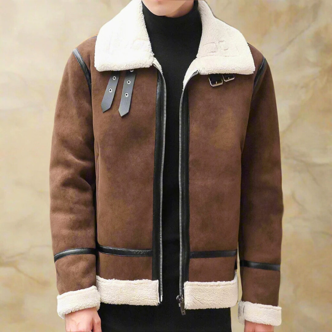 Herrenmantel aus Wildleder Carlo Schwarz – Weiss Modehaus