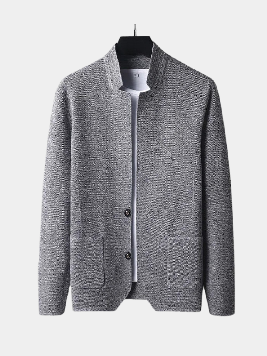 Gilet mit Stehkragen und Struktur Herren Lamberto Grau – Weiss Modehaus
