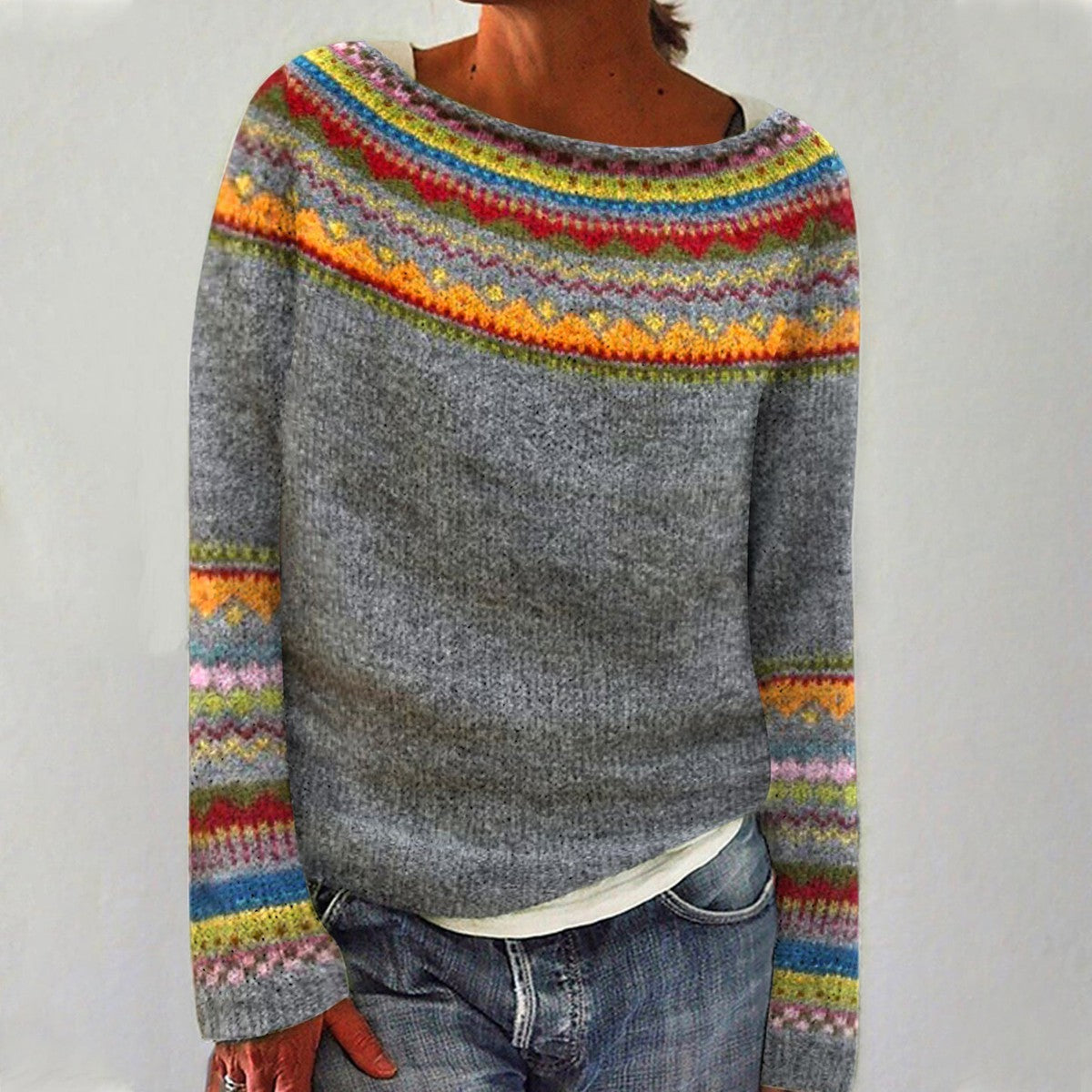 Retro Wollpullover Elyse – Weiss Modehaus