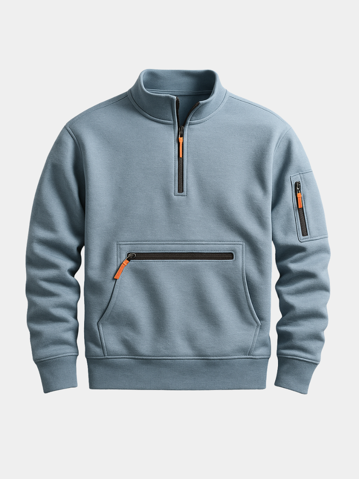 Warmes Fleece-Pullover Herren Bartolo Blau – Weiss Modehaus
