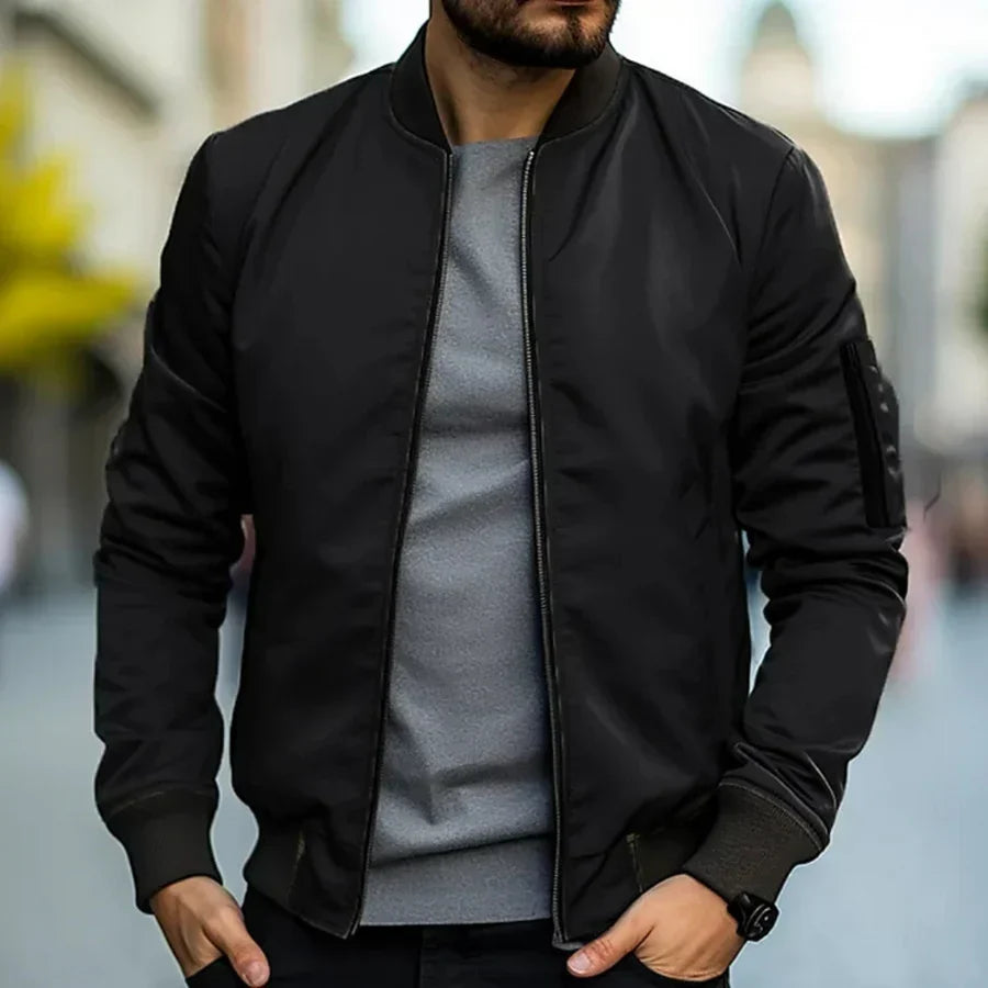 Klassischer Eleganter Bomber Herren Riccardo Schwarz – Weiss Modehaus