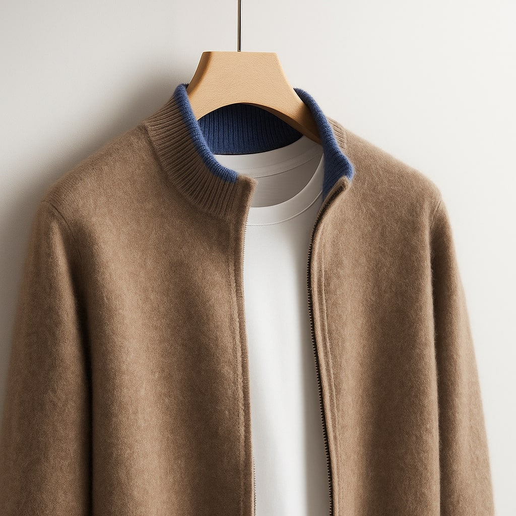 Zip-Pullover mit Kontrastbordüre Herren Celso – Bild 5