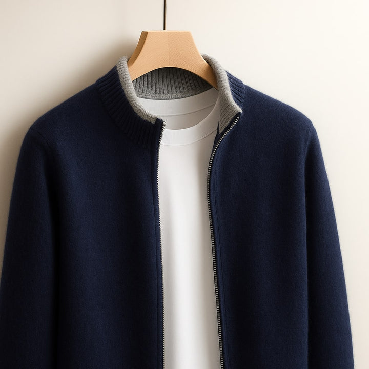 Zip-Pullover mit Kontrastbordüre Herren Celso – Bild 7