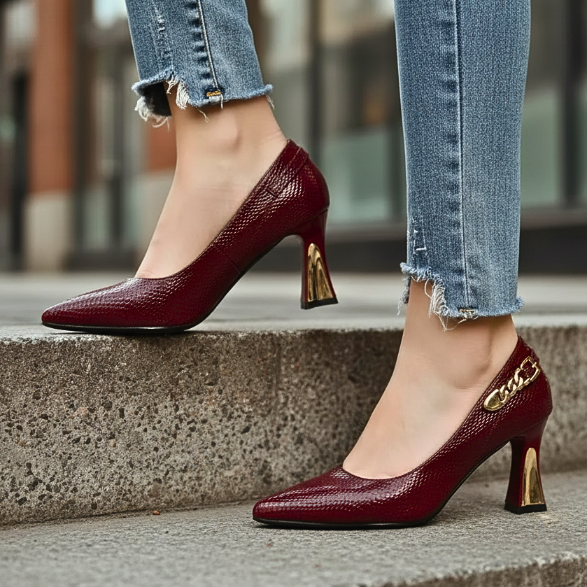Alessia | High Heels mit Goldakzenten