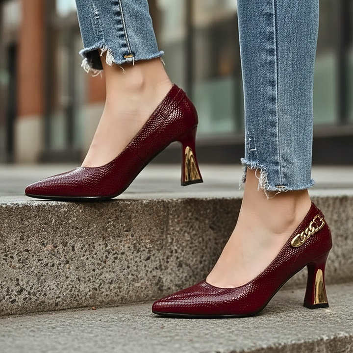 Alessia | High Heels mit Goldakzenten