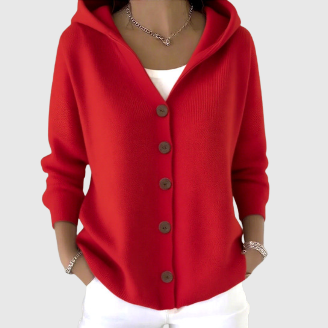 Bequemer Cardigan mit Kapuze Aoife – Weiss Modehaus