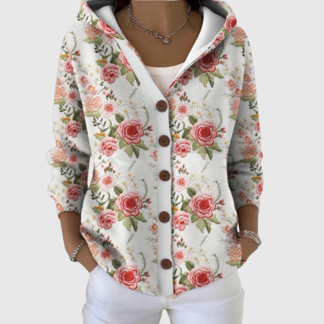 Bequemer Strickcardigan mit Kapuze – Weiss Modehaus
