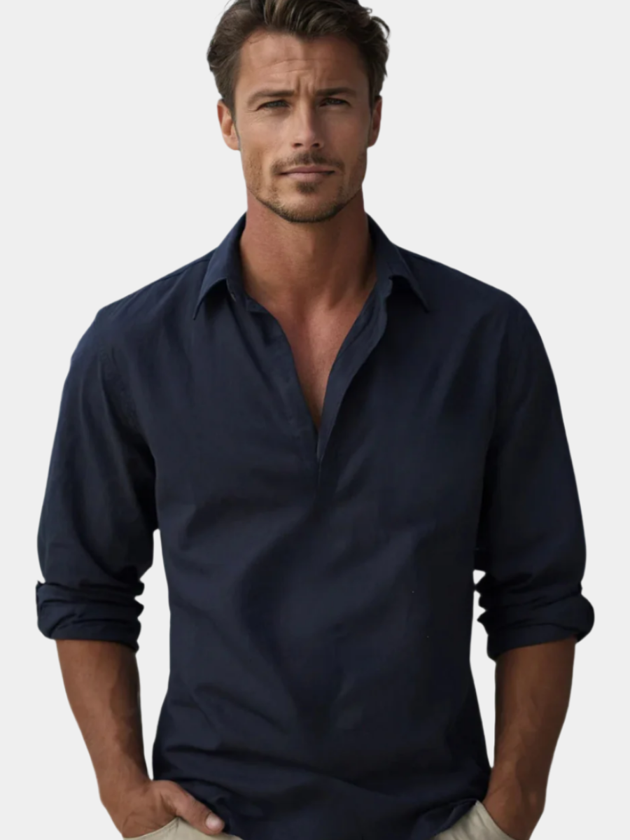 Fiorenzo Baumwollhemd Herren Marineblau – Weiss Modehaus