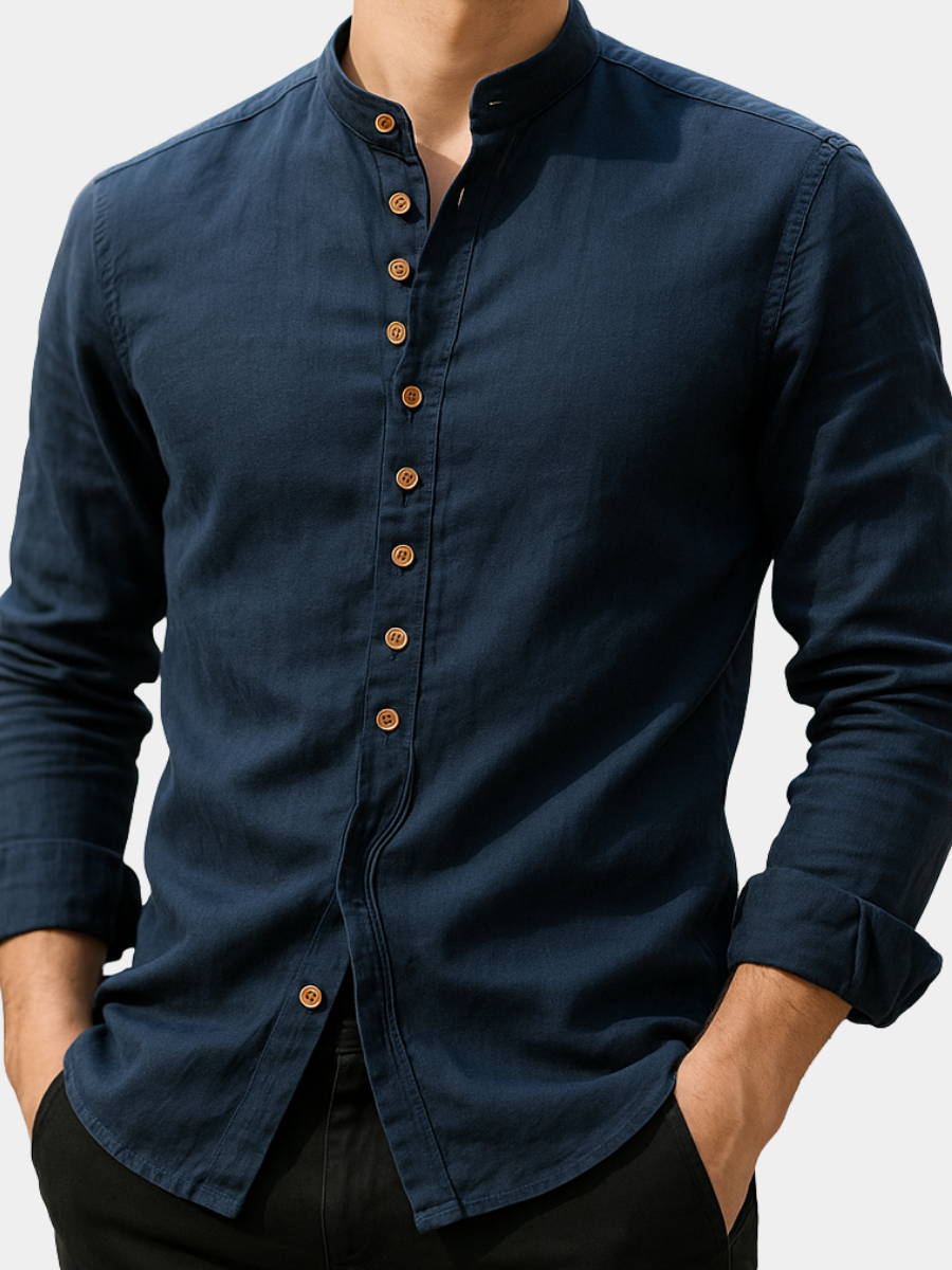 Hemd aus Leinen und Baumwolle Herren Angelo Weiß – Weiss Modehaus