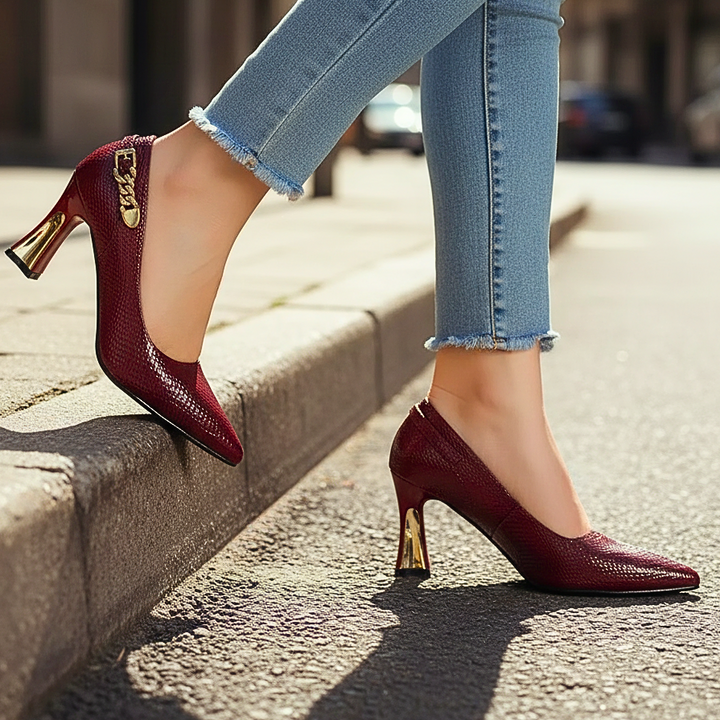 Alessia | High Heels mit Goldakzenten