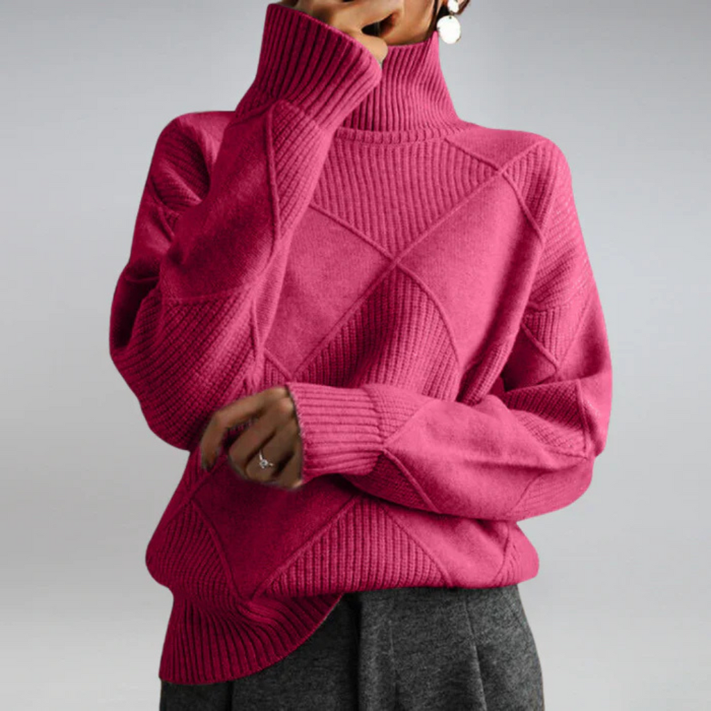 Luxuriöser Cashmere-Pullover mit Stehkragen Lauren Rosa – Weiss Modehaus