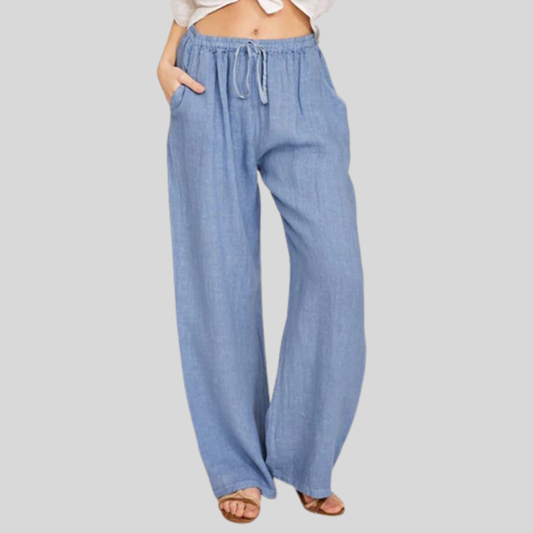 Bequeme Kordelhosen Enara Hellblau – Weiss Modehaus