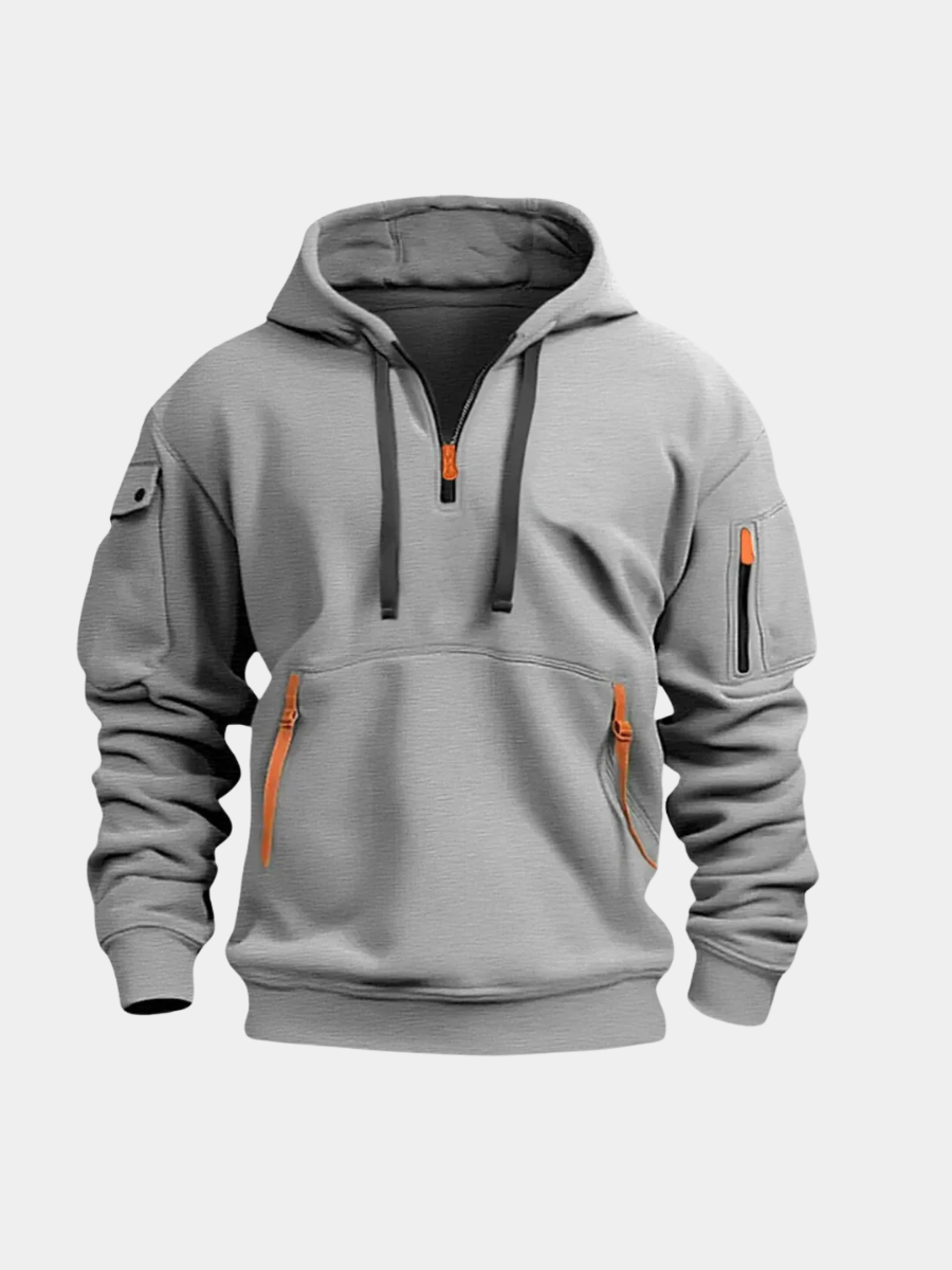 Weiche Kapuzenpullover Herren Marcello Grau – Weiss Modehaus