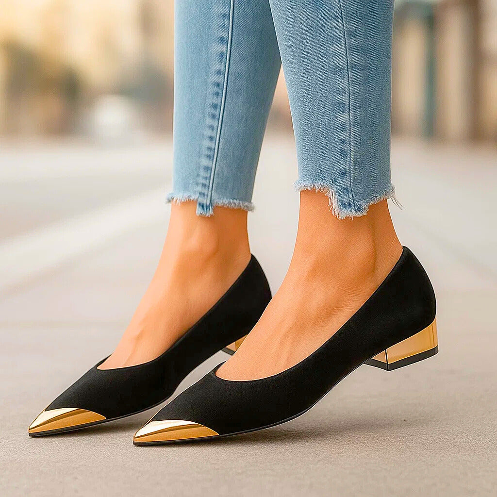 Aveline | Ballerinas mit Goldener Spitze