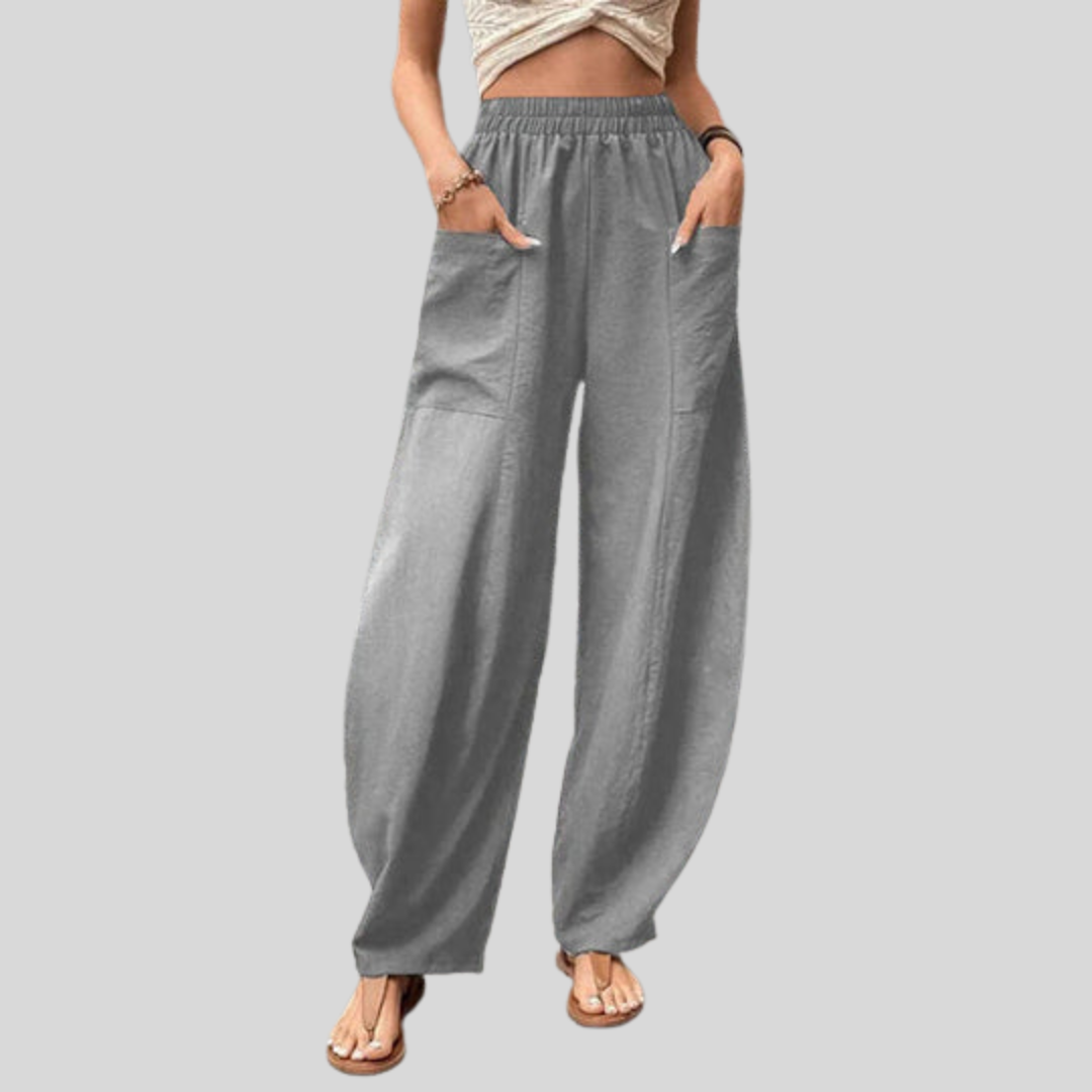 Fließende Hosen Vanna Grau – Weiss Modehaus