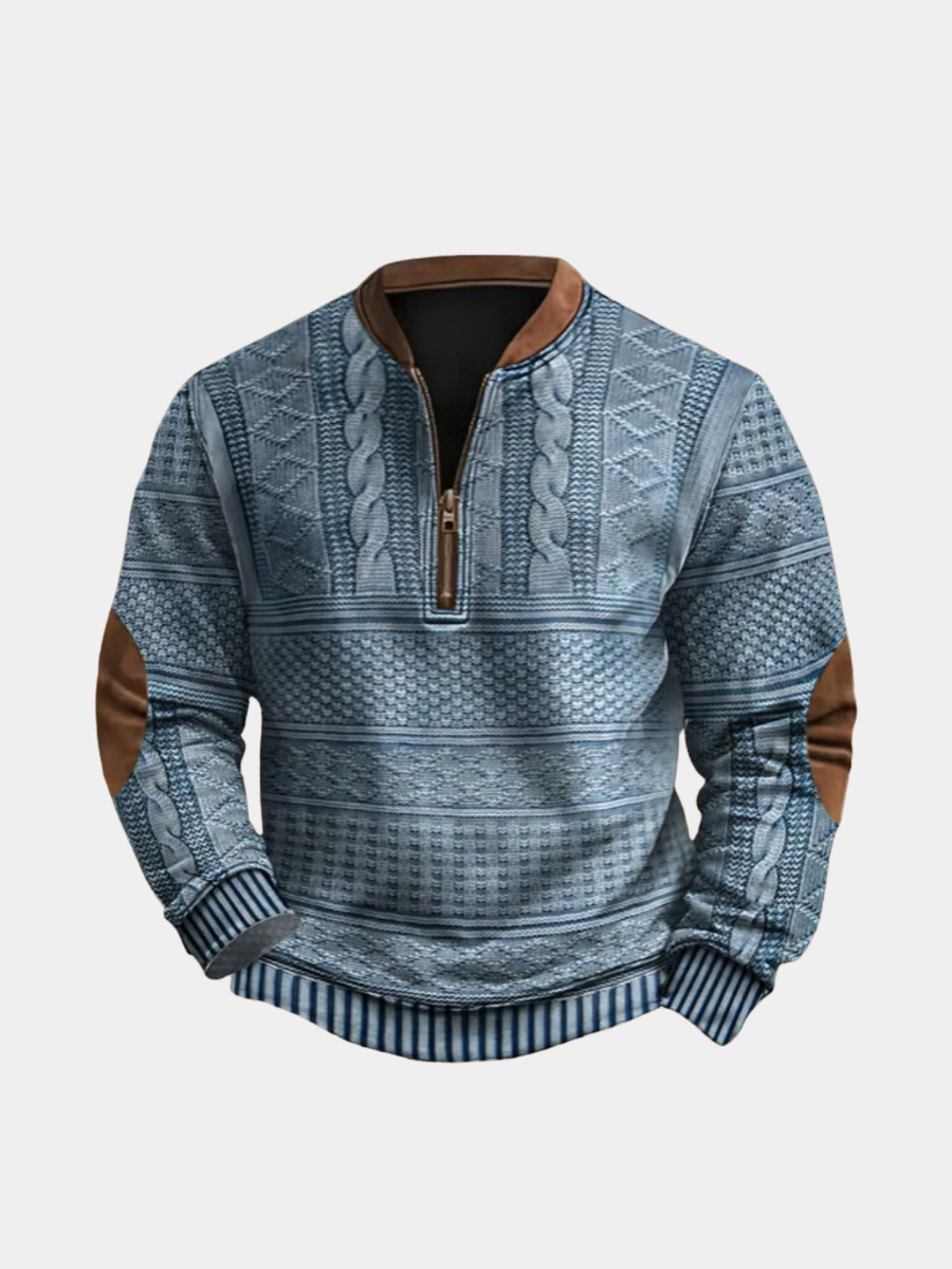 Herbst-Polo für Herren Uberto Blau – Weiss Modehaus