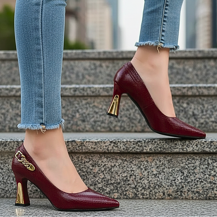 Alessia | High Heels mit Goldakzenten