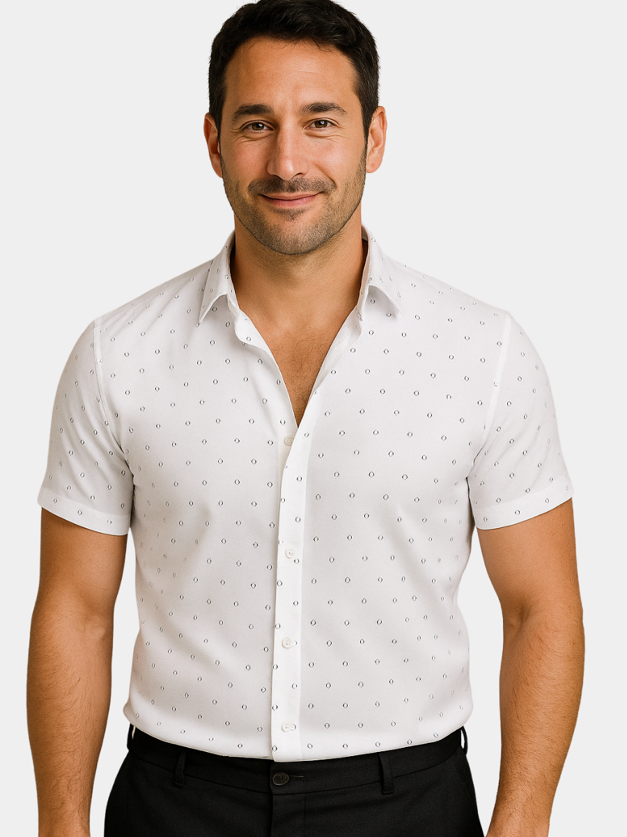 Bedrucktes Sommerhemd Herren Bernardo Weiß – Weiss Modehaus