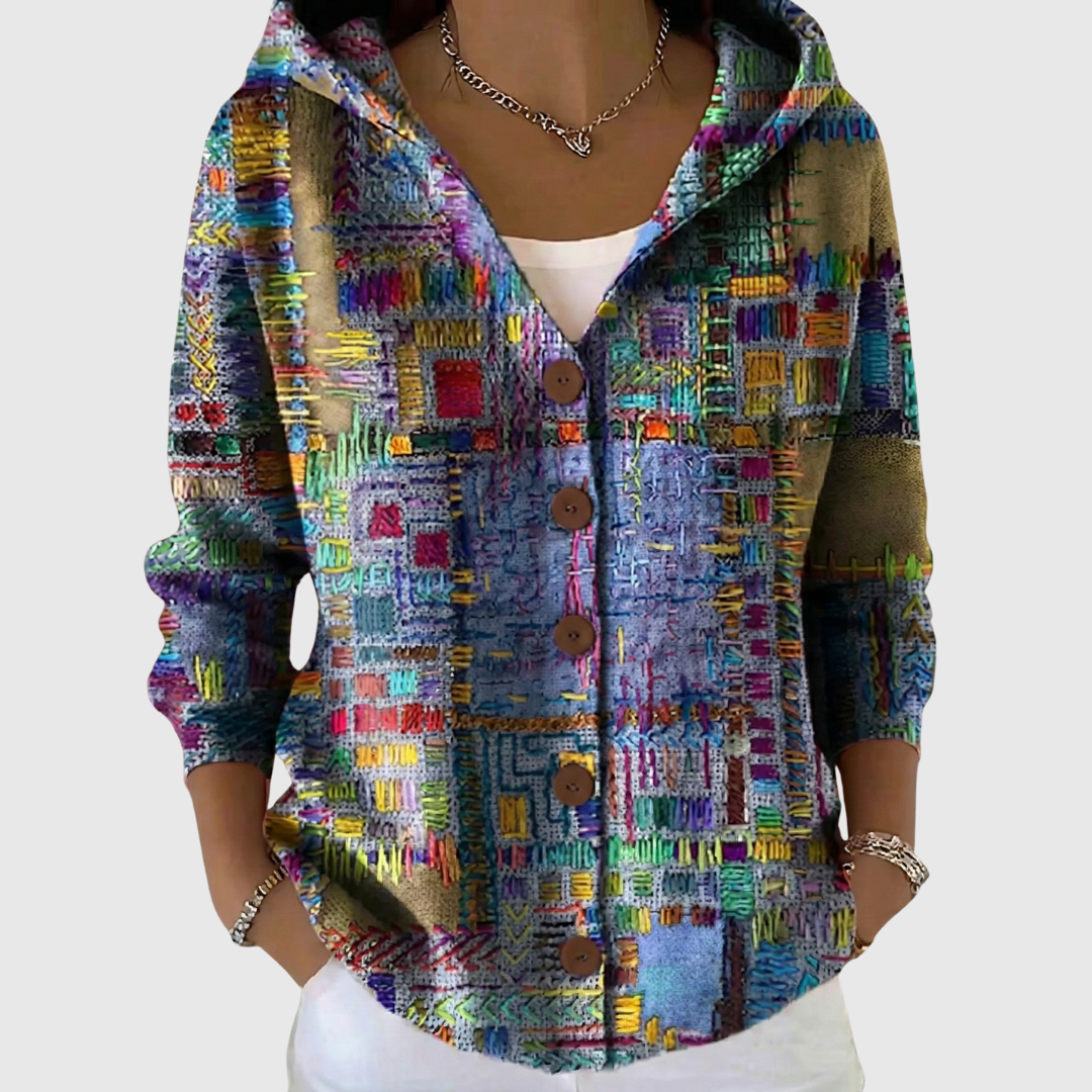 Bequemer Cardigan mit Kapuze Aoife – Weiss Modehaus