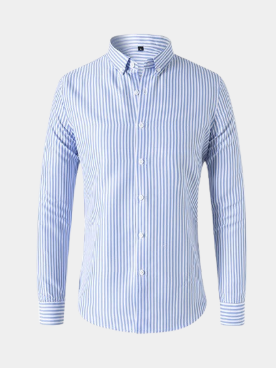 Herrenhemd mit markanten Streifen Attilio Blau – Weiss Modehaus